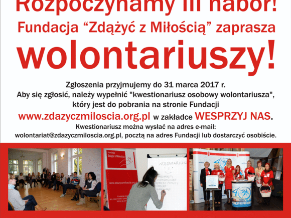 Ruszył III nabór! Zapraszamy nowych wolontariuszy do Fundacji!
