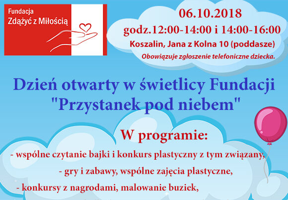 Dzień otwarty w świetlicy Fundacji  “Przystanek pod niebem” – 6.10.2018r.