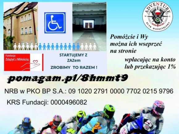 Klub Motocyklowy Adventure wspiera Fundację “Zdążyć z Miłością”